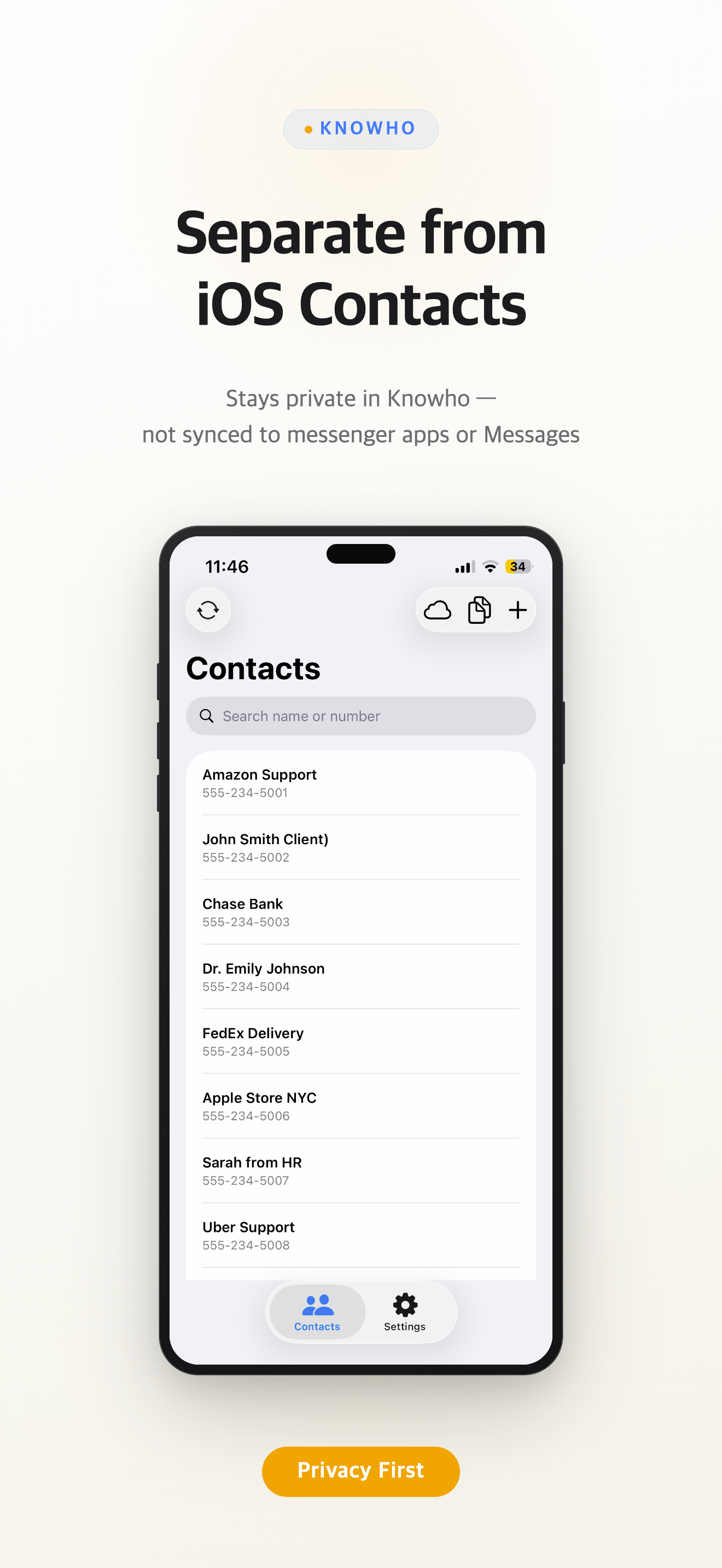 Separate from iOS Contacts